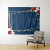 Bourgogne Bloem Navy Goud Lijst Blush Roze Wandkleed (In Situ (horizontaal))