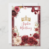 Bourgogne Bloem Rode Prinses Butterfly Quinceañera Kaart (Achterkant)