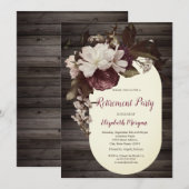 Bourgogne Bloem Rozen Houten Pensioen Kaart (Voorkant / Achterkant)