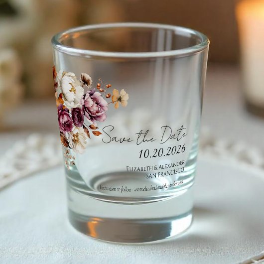 Bourgogne Bloemboog Fall Wedding Shot Glas