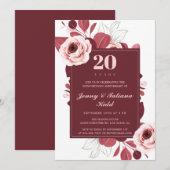 Bourgogne Bloemen 20e trouwdag Kaart (Voorkant / Achterkant)