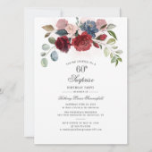 Bourgogne Bloemen 60e Verjaardagsfeest Kaart (Voorkant)