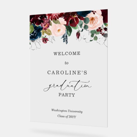 Bourgogne Bloemen Afstuderen Welkom Acryl Teken Acryl Bord (Hoek)