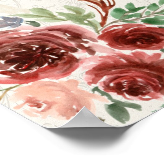 Bourgogne Bloemen Anand Karaj Bruiloft Welkomstbor Poster (Hoek)