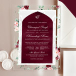 Bourgogne Bloemen Anand Karaj Punjabi Sikh Bruilof Acryl Uitnodigingen<br><div class="desc">Verras uw gasten met deze elegante Sikh bruiloft uitnodiging met een prachtig bloemenontwerp met moderne typografie. Voeg eenvoudig uw evenementgegevens toe aan deze gebruiksvriendelijke sjabloon om er een unieke uitnodiging van te maken.</div>