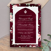 Bourgogne Bloemen Anand Karaj Punjabi Sikh Bruilof Kaart