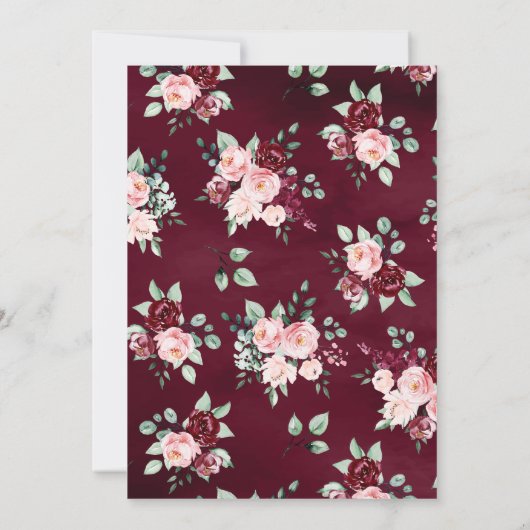 Bourgogne Bloemen Anand Karaj Punjabi Sikh Bruilof Kaart (Achterkant)