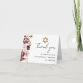 Bourgogne Bloemen Autumn Arch Bat Mitzvah Bedankkaart (Voorkant)
