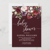 Bourgogne Bloemen Baby shower Kaart (Voorkant)