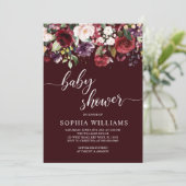 Bourgogne Bloemen Baby shower Kaart (Staand voorkant)