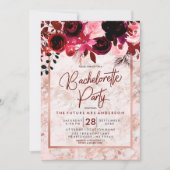 Bourgogne Bloemen Bachelorette Party Uitnodiging (Voorkant)