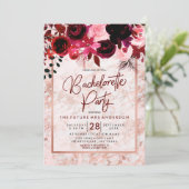 Bourgogne Bloemen Bachelorette Party Uitnodiging (Staand voorkant)