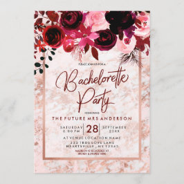Bourgogne Bloemen Bachelorette Party Uitnodiging