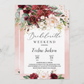 Bourgogne Bloemen Bachelorette Weekend Uitnodiging (Voorkant / Achterkant)
