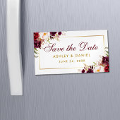 Bourgogne Bloemen Bewaar de datum Gouden Mini Magn Magnetisch Visitekaartje