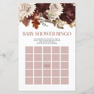 Bourgogne Bloemen Bingo Baby shower Spel