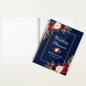 Bourgogne Bloemen Blauw Goud Bruiloft Planner (Display)