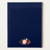 Bourgogne Bloemen Blauw Goud Bruiloft Planner (Achterkant)