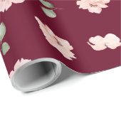 Bourgogne Bloemen Blush Roze Bloem Patroon Cadeaupapier (Rol Hoek)