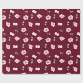 Bourgogne Bloemen Blush Roze Bloem Patroon Cadeaupapier (Vlak)