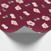 Bourgogne Bloemen Blush Roze Bloem Patroon Cadeaupapier (Hoek)