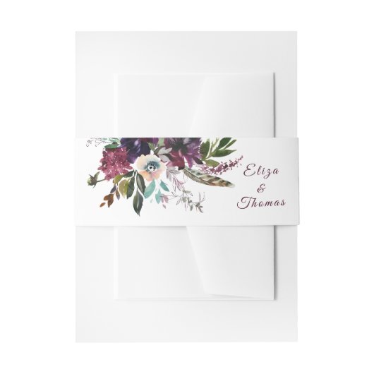 Bourgogne Bloemen Boeket Uitnodiging Buik Band Uitnodigingen Wikkel (Voorkant Voorbeeld)