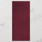 Bourgogne Bloemen Boho Wedding Menu Kaart (Achterkant)