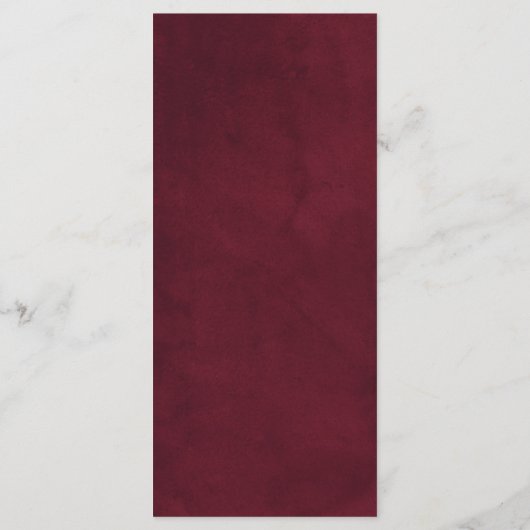 Bourgogne Bloemen Boho Wedding Menu Kaart (Achterkant)