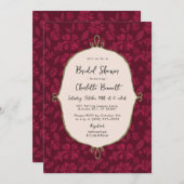 Bourgogne  Bloemen Bruids Douche Uitnodiging (Voorkant / Achterkant)