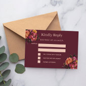 Bourgogne bloemen bruiloft reactie RSVP Notitiekaartje