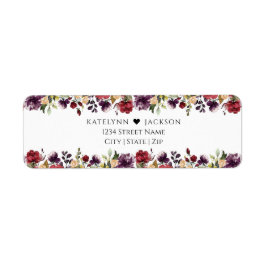 Bourgogne Bloemen Bruiloft Stationery Retouradres Etiket