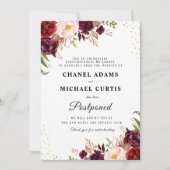 Bourgogne Bloemen bruiloft Uitstel Kaart (Voorkant)