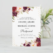 Bourgogne Bloemen bruiloft Uitstel Kaart (Staand voorkant)