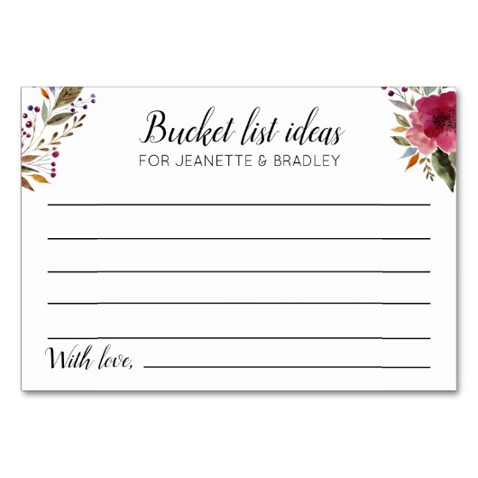 Bourgogne Bloemen Bucket List Ideeën Trouwkaarten Kaart (Voorkant)