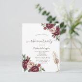 Bourgogne bloemen, champagne glas pensioen kaart (Staand voorkant)