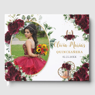 Bourgogne Bloemen Charro Boots Quinceanera Foto Gastenboek