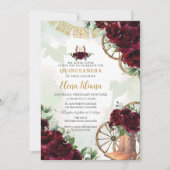 Bourgogne Bloemen Charro Boots Sweet 16 Quinceañer Kaart (Voorkant)
