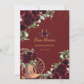 Bourgogne Bloemen Charro Boots Sweet 16 Quinceañer Kaart (Achterkant)