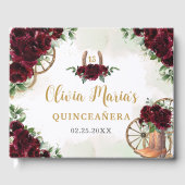 Bourgogne Bloemen Charro Cowboy Boots Quinceanera Gastenboek (Voorkant)