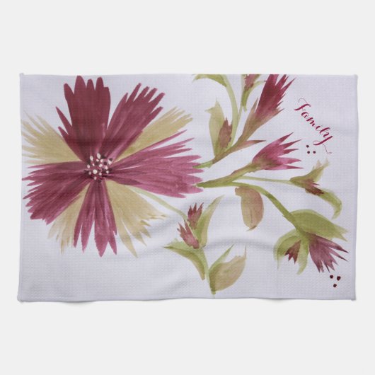 Bourgogne Bloemen Designer Handdoek (Horizontaal)