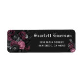 Bourgogne Bloemen Donker Gotisch Vrijgezellenfeest Etiket (Voorkant)