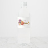 Bourgogne Bloemen Eerste Verjaardag Waterfles Etiket (Voorkant)