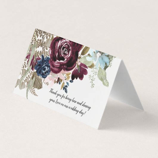 Bourgogne Bloemen Elegant Blauw Blauw Blauw Blauw  Visitekaartje (Achterkant)