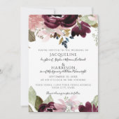 Bourgogne Bloemen Elegant Blush Blad Bladgroen Bru Kaart (Voorkant)