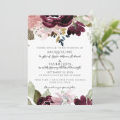 Bourgogne Bloemen Elegant Blush Blad Bladgroen Bru Kaart (Staand voorkant)