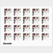 Bourgogne Bloemen Elegante Blush Jewel Tone Bruilo Vierkante Sticker (Vel)