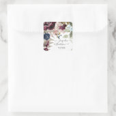 Bourgogne Bloemen Elegante Blush Jewel Tone Bruilo Vierkante Sticker (Tas)