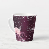 Bourgogne bloemen elegante monogram naam latte mok (Linkerhoek)