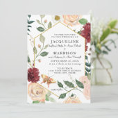 Bourgogne Bloemen Elegante Roos Herfst Bladerdek H Kaart (Staand voorkant)