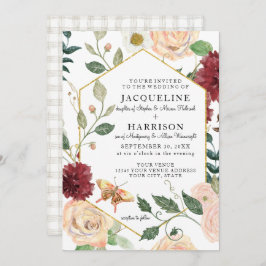 Bourgogne Bloemen Elegante Roos Herfst Bladerdek H Kaart